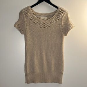 American Eagle Outfitters Beige Crochet Chunky Knit Sweater Medium